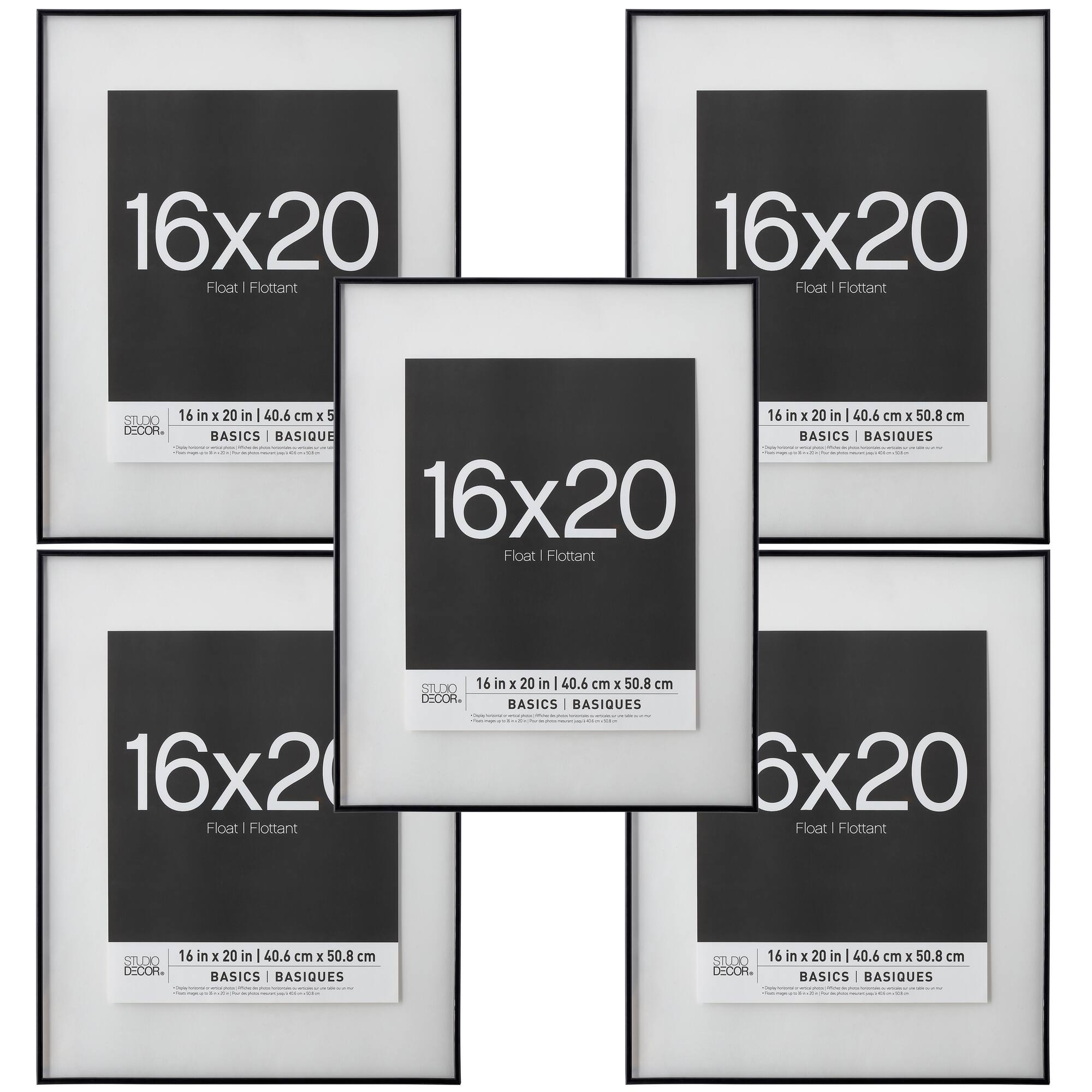5 Pack: Black Thin 16" x 20" Float Frame, Basics by Studio Décor®